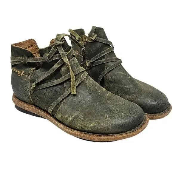 BORN Women’s Ankle Boots Size 7.5 Tarkiln Booties Green Born Tarkiln Womens Leather Lace-Up Ankle Boots main image 4